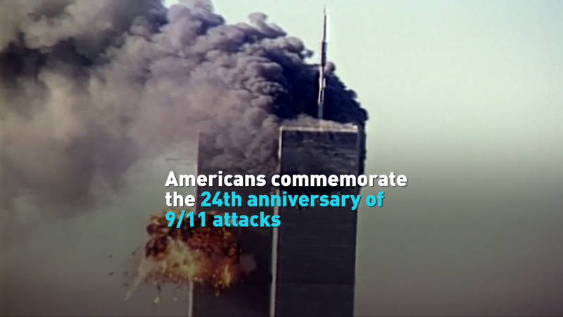अमेरिकियों ने 9/11 हमलों की 24वीं वर्षगांठ का सम्मान किया अमेरिकियों ने 9/11 हमलों की 24वीं वर्षगांठ का सम्मान किया video poster